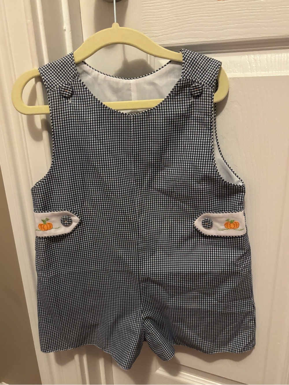 EUC The Proper Peony Black Gingham Pumpkin Jon Jon